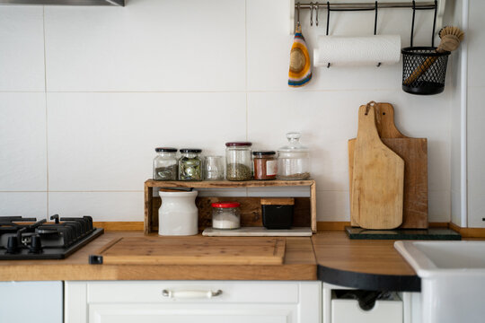 Spices and herbs kitchen shelf