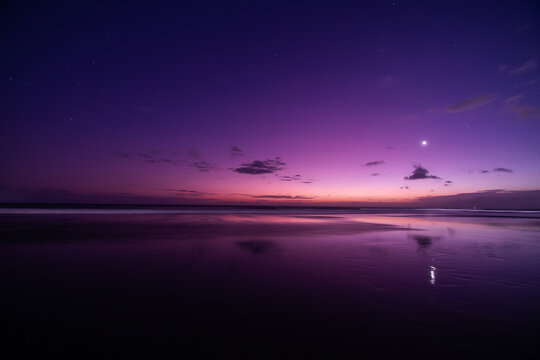 Magic hour landscape seashore reflection