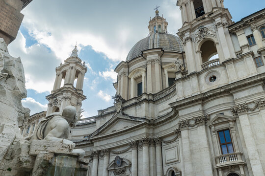 Four rivers fountain in Piazza Navona of Rome