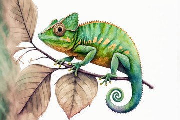 Chameleon - Watercolor (Generative AI Art)