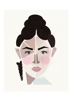 Illustration of a geometrical portrait of a beautiful women.