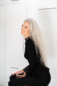 Smile Mature woman at home portrait