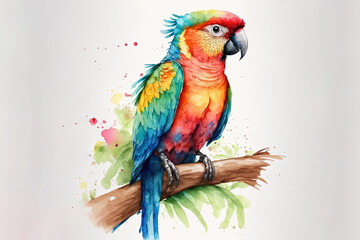Obraz premium Parrot - Watercolor (Generative AI Art)
