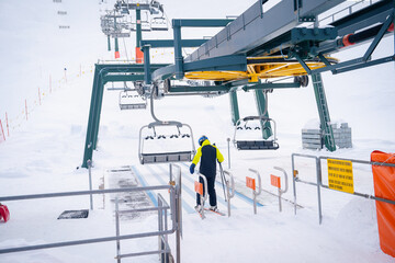 CANAZEI, ITALY - 20.1.2023: Turnstiles at the ski resort for skiing payment ski. region Dolomites...