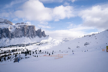 Beautiful view to the Sellaronda - the largest ski carousel in Europe - skiing the four most famous...