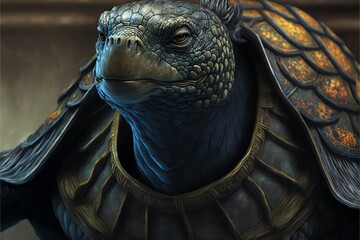 A close up of the fantasy beast of ancient Chinese mythology, Black Tortoise