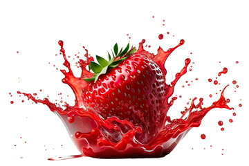 strawberry in juice splash