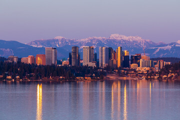 Bellevue skyline in sunset
