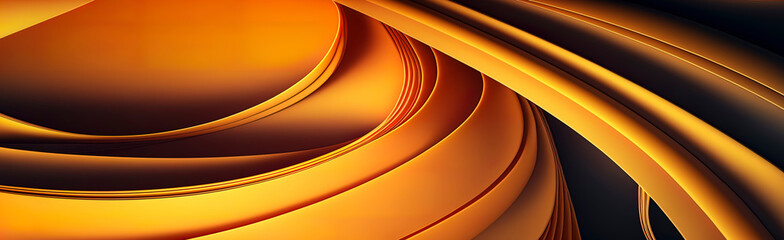 Orange pastel abstract wave panoramic wallpaper. Generative AI