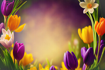 spring background with flowers,spring flowers in the garden