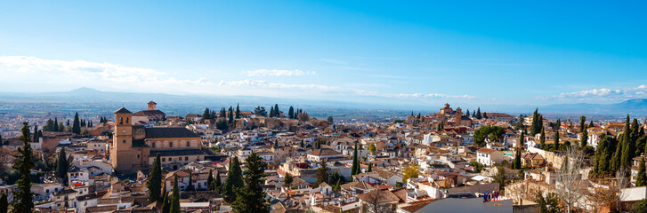 Granada city panoramic view,  Andalusia in Spain