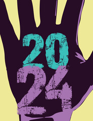 An image indicating the year 2024, vintage style.