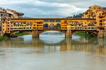 Ponte Vecchio bridge over Arno river in Florence, Italy