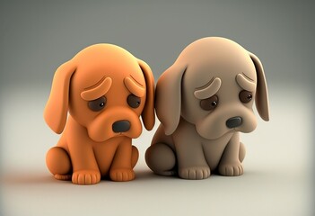 illustration of two funny puppies, generated by AI