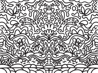 Nature doodle coloring page 