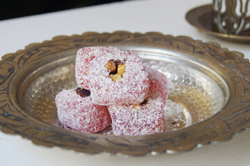 Turkish delight or lokum is a traditional gelatinous sweet, of the soft candy or jelly bean type.