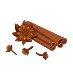 Cinnamon, cloves, anise. vector illustration on a white background