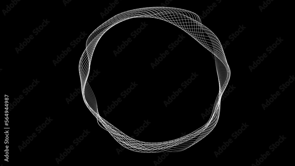 Wall mural abstract circles lines wavy in round frame colorful light rainbow isolated on white background with 