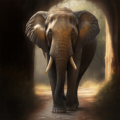 Fototapeta na wymiar The Majestic Majesty of the Asian Elephant: A Digital Art Illustration