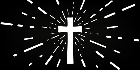 Christ cross with text He is risen illustration
