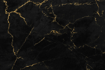Black and gold marble luxury wall texture with shiny golden line pattern abstract background design for a cover book or wallpaper and banner website. - obrazy, fototapety, plakaty