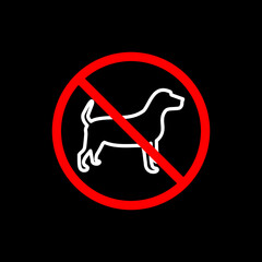 No dogs allowed icon isolated on black background.