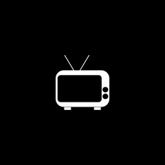Retro tv icon isolated on black background.