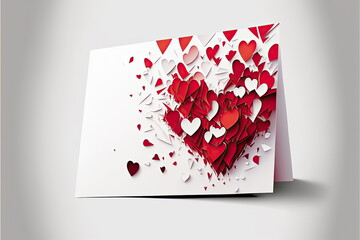 flat lay Valentine's card, vector 2d, white background, Made by AI,Artificial intelligence