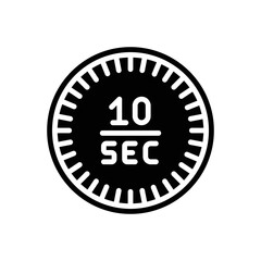 Black solid icon for seconds