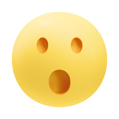 Shocking face emoji 3d illustration