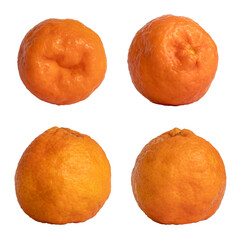 Collection of tangerines isolated on transparent background.