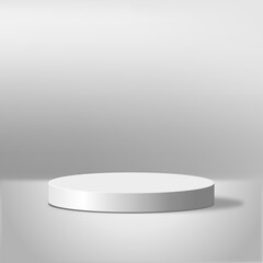 Empty white round podium on isolated background. Vector illustration. 