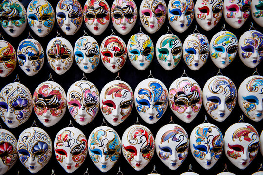 Miniature carnival masks in Venice
