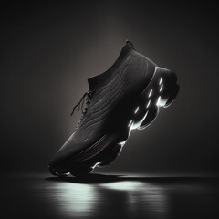 
sports shoes cleats sneakers black on a black background