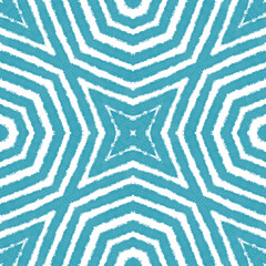Exotic seamless pattern. Turquoise symmetrical