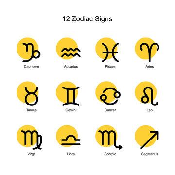Set of 12 zodiac sign line art minimal style