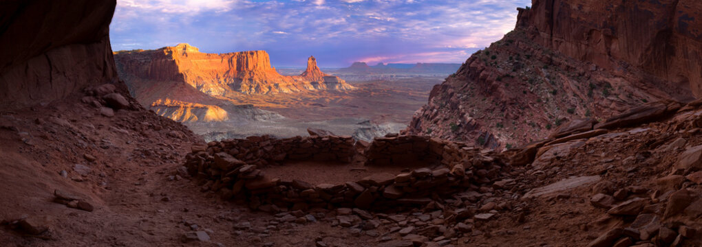Along an unmarked trail in Canyonlands National Park, Utah, hikers will find the False Kiva, a preserved ruin of the Native Americans who once occupied the land.