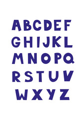 Cute baby alphabet, Scandinavian style. Hand drawn fonts for kids. Vector illustration