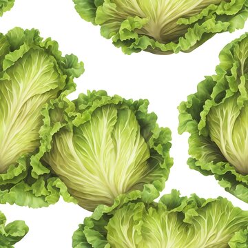 01797 lettuce, seamless pattern, tileable vegetables texture for backgrounds or large prints, part of Seamless Food Collection, Generative AI