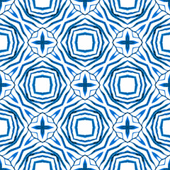 Green geometric chevron watercolor border. Blue