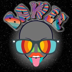 A trippy head with a sunglass