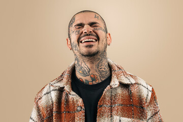 Casual Tattoo Man Portrait having fun
