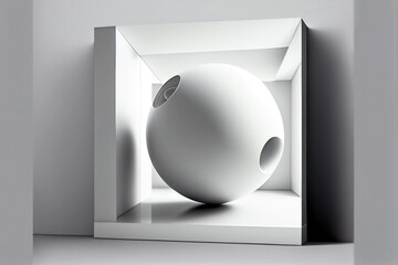 White 3D sphere on white background