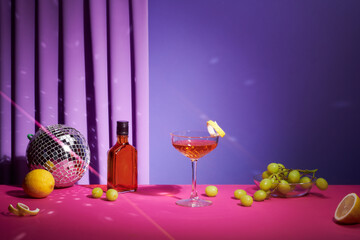 Christmas and New Year celebration table decorated with disco