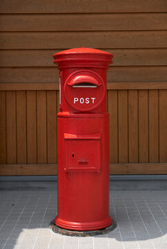 Closeup outdoor red mailbox