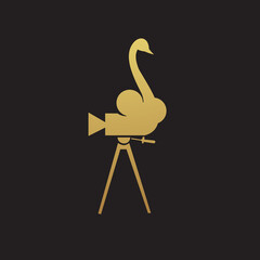 creative swan logo with camera