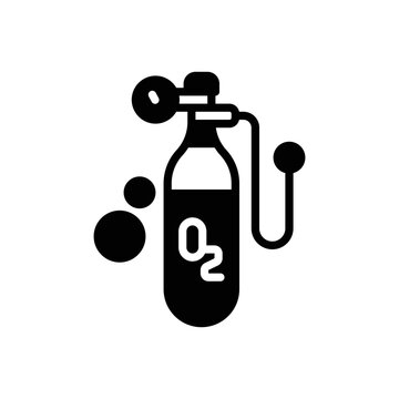 Black solid icon for oxygen