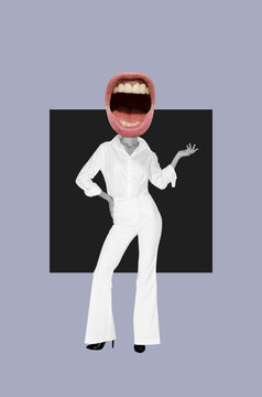 Standing Woman With A Open Mouth Instead Of A Head