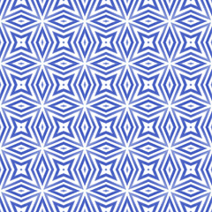 Mosaic seamless pattern. Indigo symmetrical