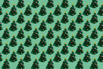 The pattern of Christmas trees. Seamless pattern.